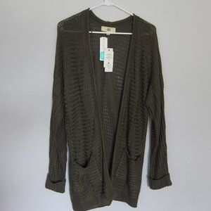 Pinque Stitch Fix Analeigh Two Pocket Textured Cardigan Sweater S Green NWT New